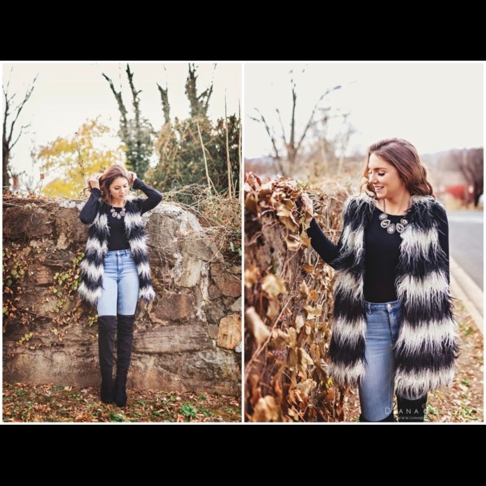 Black and White Fur Vest